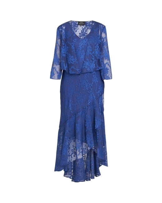 Gina Bacconi Blue Barbara Midi Dress With Cascade Jacket