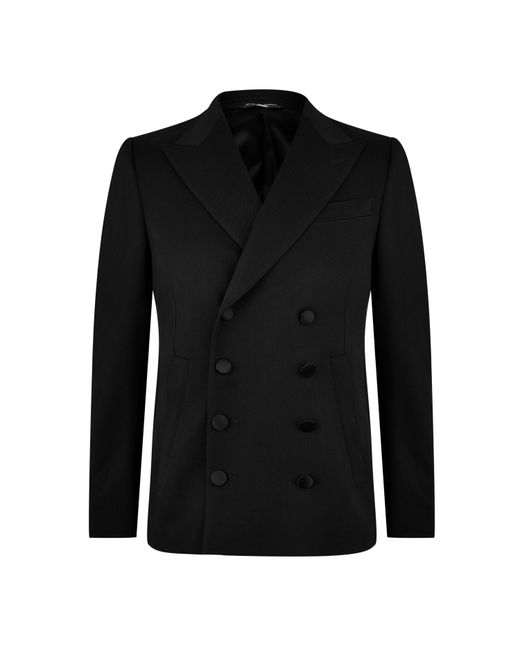 Dolce & Gabbana Black Double Breasted Wool Long Sleeve Formal Jacket for men