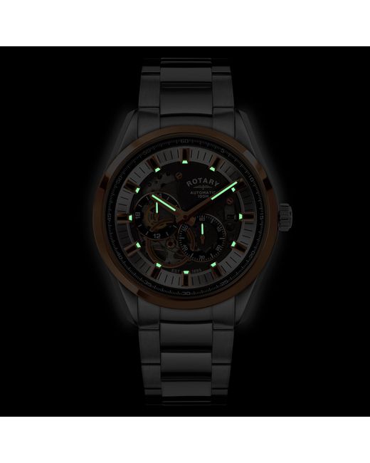 Rotary Metallic Seamatic Eclipse Ss Bracelet Watch for men