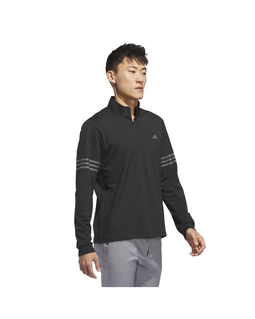 Adidas Black 3 Stripe Zip Top for men