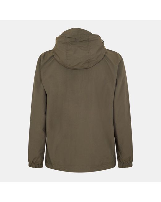Lyle & Scott Green Zip Through Cotton Wind Resistant Long Sleeve Hooded Rain Anorak for men