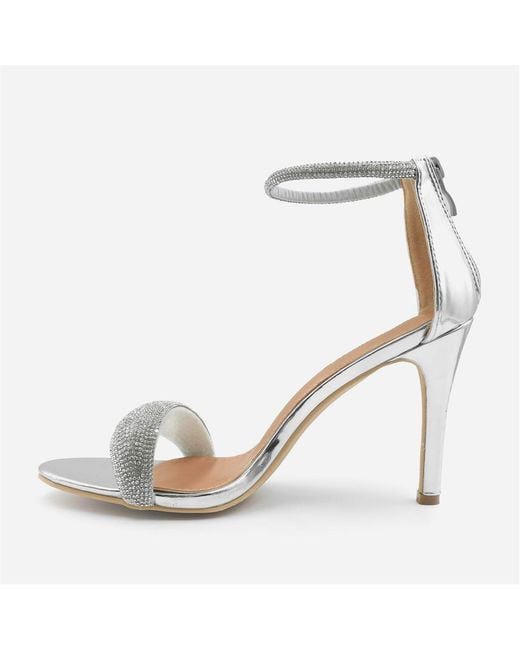 Where's That From White Wheres High Heel Sandals With Diamante Ankle Strap