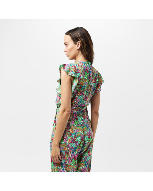 AX Paris Green Floral Print V Neck Belted Jumpsuit