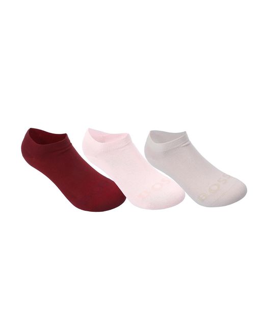 Boss Pink 3 Pack Of Ankle Socks With Contrast Logos