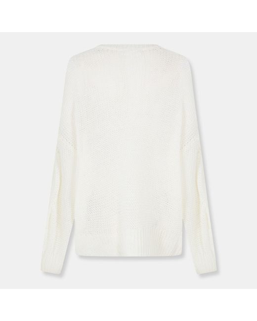 Jack Wills White Loose Knit Crew Neck Jumper