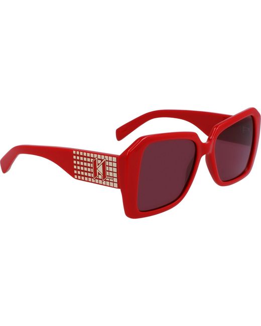 Karl Lagerfeld Red Uv Protection Rectangle Sunglasses