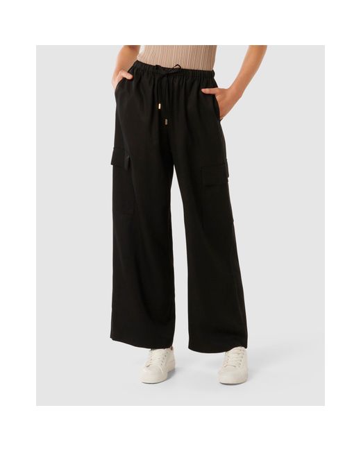 Forever New Black Elsie Elastic Waist Cargo