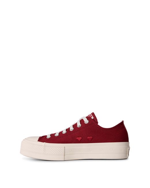 Converse Red Chuck Taylor All Star Platform Canvas Low Top Shoes