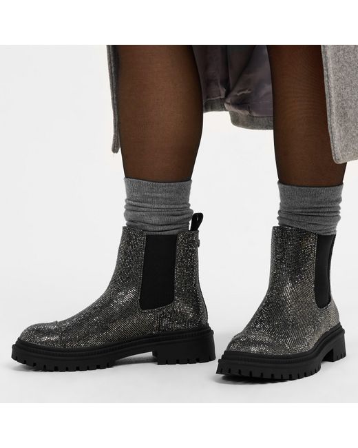 Steve Madden Black Moonlit Flat Ankle Boots