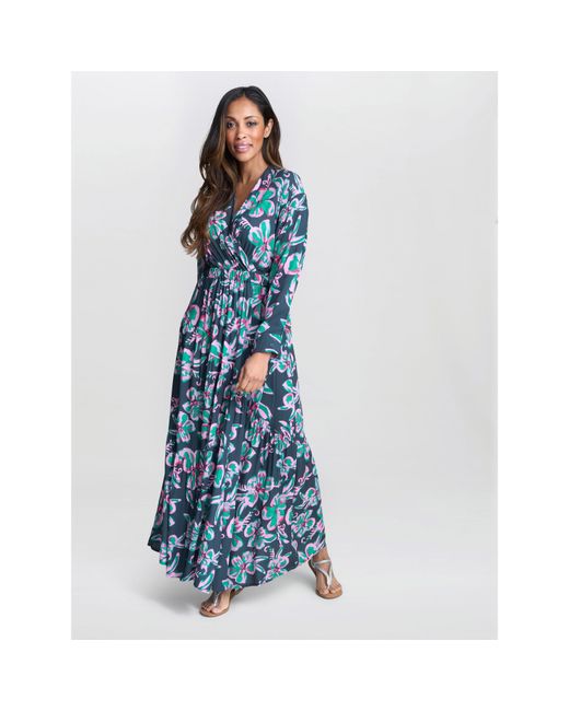 Gina Bacconi Blue Rosalee Belted Fit And Flare Dress