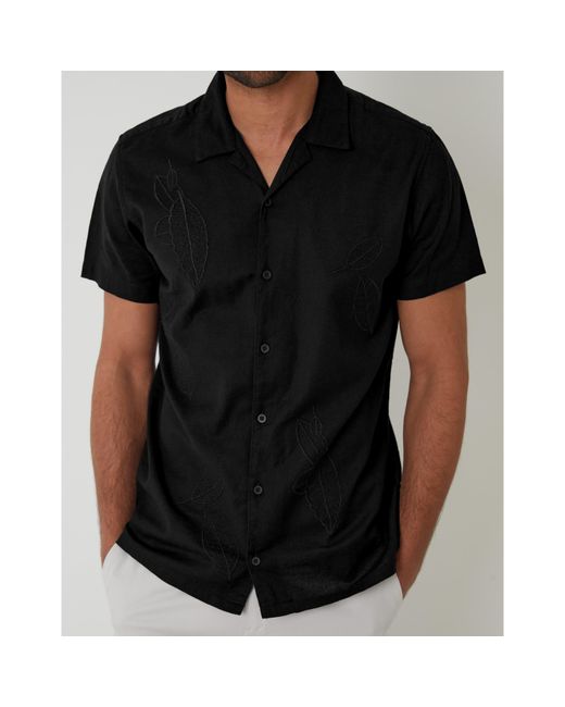Threadbare Black Maples Short-Sleeve Patterned Shirt for men