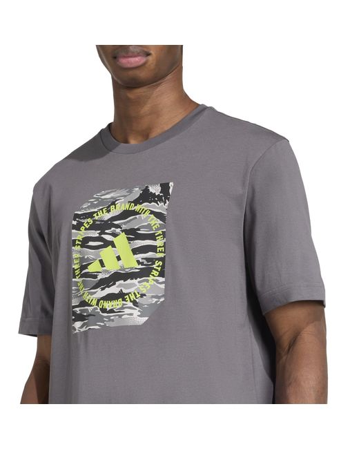 Adidas Gray Graphic Logo T-Shirt for men