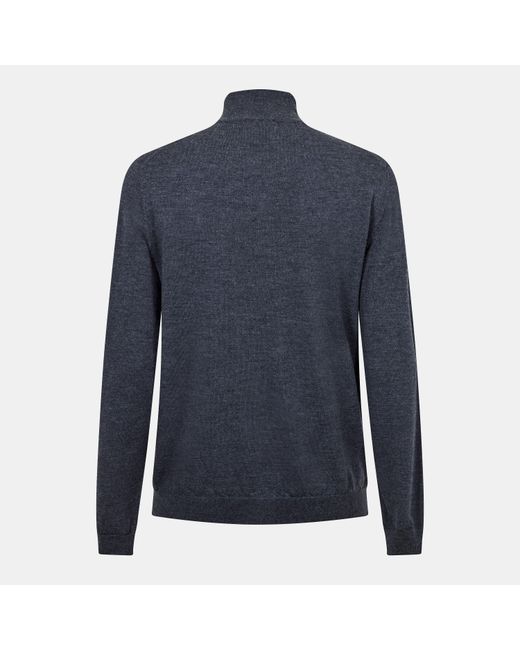 Boss Blue Wool Full Zip Sweatshirt for men