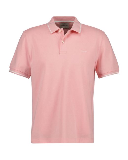Gant Pink Tipped Pique Polo Shirt for men