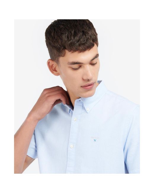 Barbour Blue Oxford Short Sleeve Tailored Shirt for men