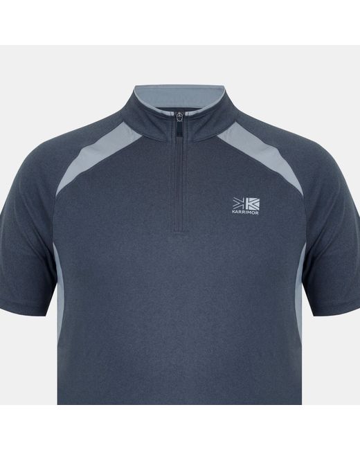 Karrimor Blue Zipped Short Sleeve Performance Running Top for men