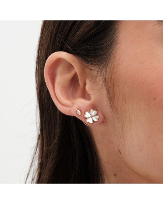 Jon Richard Metallic Plated And Mother Of Pearl Heart Clover Stud