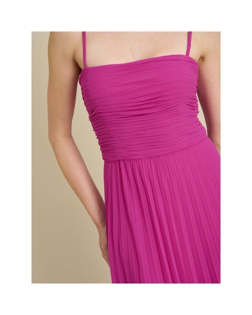Gina Bacconi Pink Roberta Pleated Maxi Dress