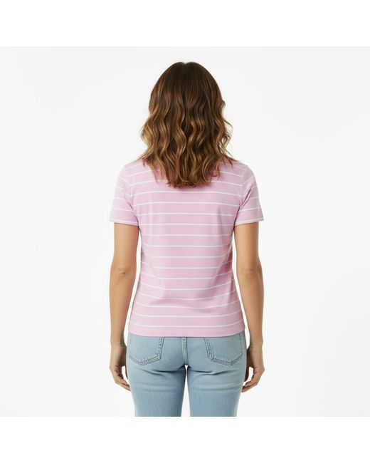 Tommy Hilfiger Pink V-Neck Striped T-Shirt