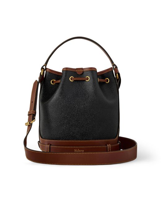 Mulberry Black Scotchgrain Small Leather Bucket Bag