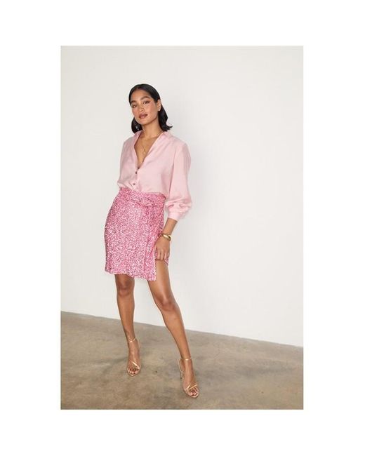 Never Fully Dressed Pink Sequin Jaspre Mini Skirt