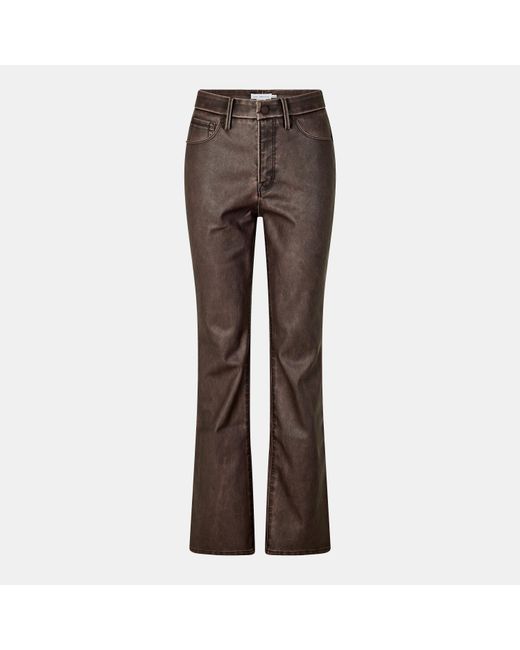 GOOD AMERICAN Brown Bootcut High-Rise Leather Trousers