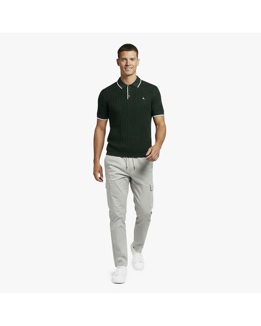 Jack Wills Green Jw Braid Knitted Short-Sleeve Polo Shirt for men