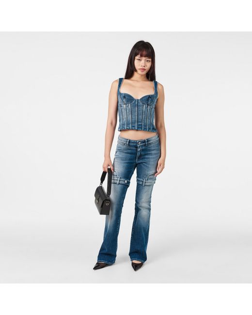 Off-White c/o Virgil Abloh Blue Ribbed Knitted Top