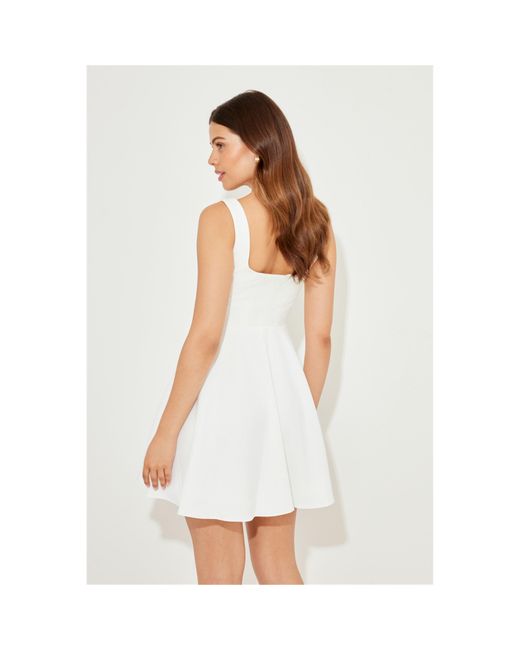 Odd Muse White Square Neck Mini Dress