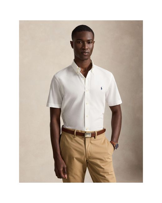 Polo Ralph Lauren White Poplin Short Sleeve Shirt for men