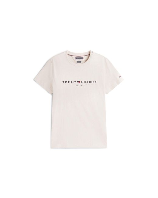 Tommy Hilfiger White Logo Crew Neck T Shirt for men