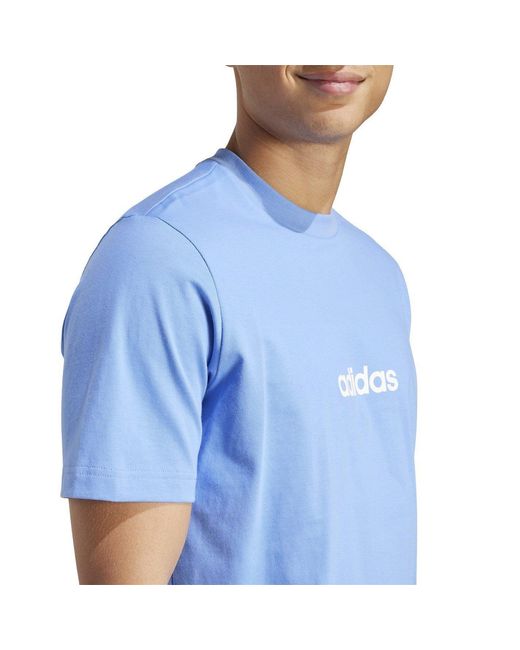 Adidas Blue Essentials Single Jersey Logo T-Shirt for men