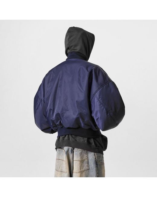 Balenciaga Blue Round Bomber Long Sleeve Zip Parka for men