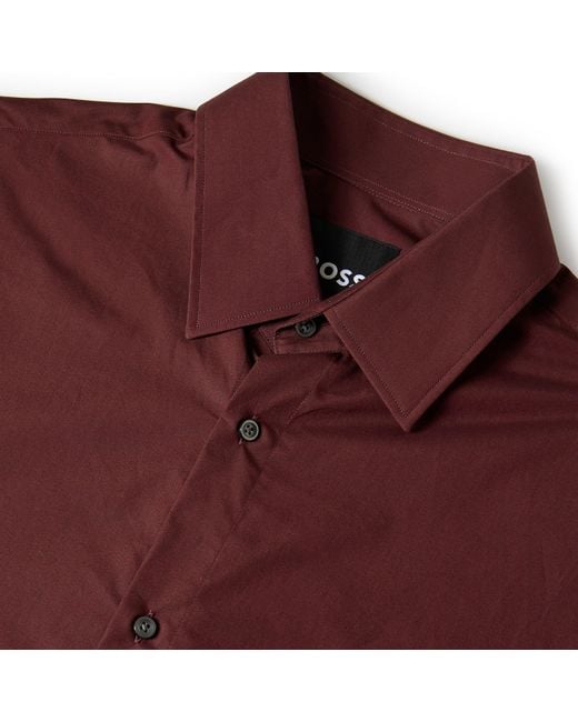 Boss Purple Netstat Long Sleeve Oxford Shirt for men