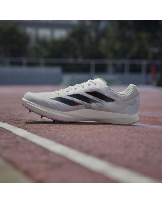 Adidas White Adizero Avanti Tyo Track Running Spikes for men