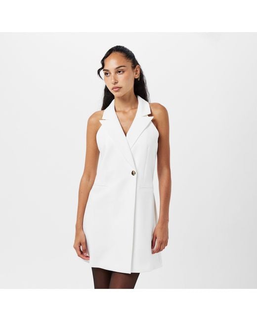 French Connection Whisper Halter Blazer Dress in White | Lyst UK