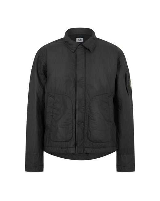 C P Company Black Feltro Bi Film Jacket for men