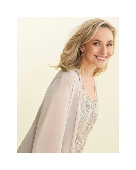 Gina Bacconi Natural Joss Embroidered Dress With Jacket