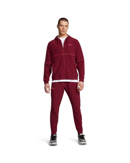 Under Armour Red Baseline Woven Performance Tracksuit Bottom for men