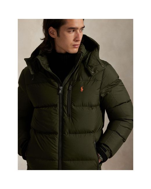 Ralph Lauren Green El Cap Water Resistant Duck Down Detachable Hood Short Puffer Jacket for men