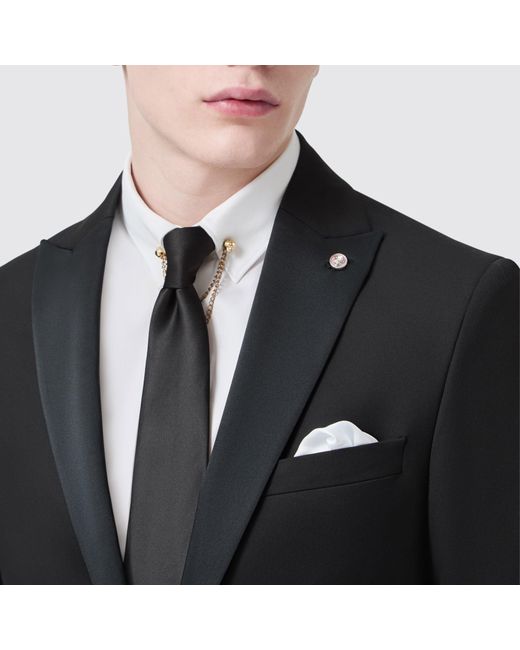 Twisted Tailor Black Kemp Slim Fit Tux Jacket for men