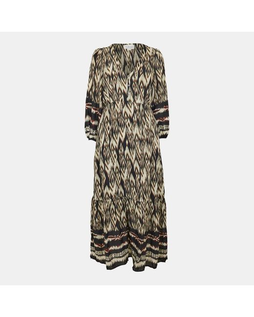 Velvet By Graham & Spencer Multicolor By And V-Neck Three Quarter Sleeve Midi Dress