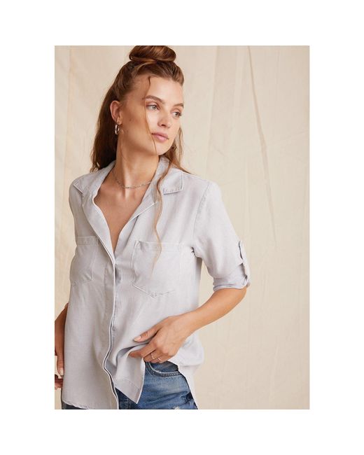 Bella Dahl White Split Back Long-Sleeve Plain Shirt