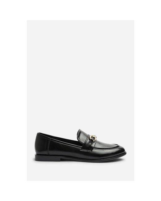 Where's That From Black Where's Knot Trim Hardware Detail Flat Loafers