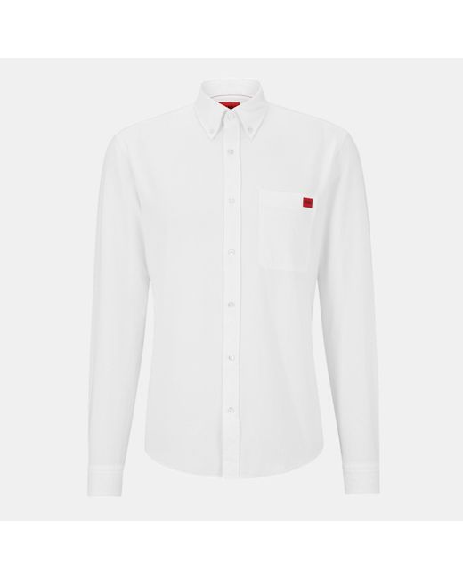HUGO White Evito Long Sleeve Shirt for men