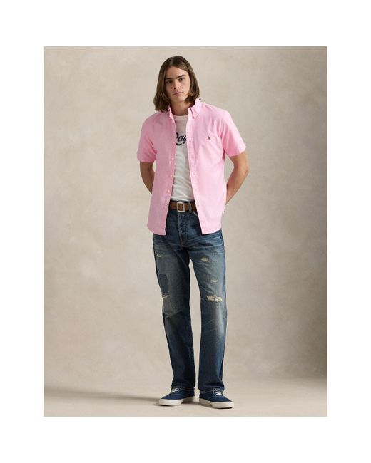Polo Ralph Lauren Pink Custom Fit Oxford Shirt for men