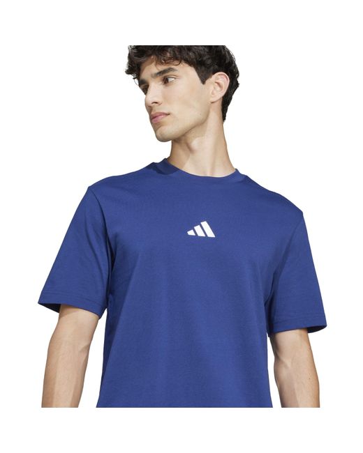 Adidas Blue Essentials Single Jersey Logo T-Shirt for men