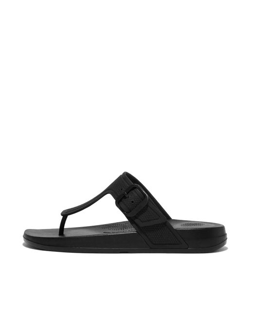 Fitflop Black Iqushion Adjustable Buckle Flip-Flops