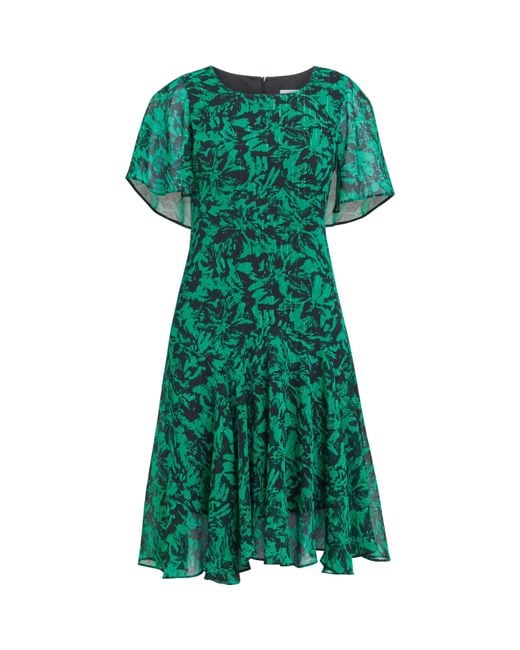 Gina Bacconi Green Annette Chiffon Jersey Dress