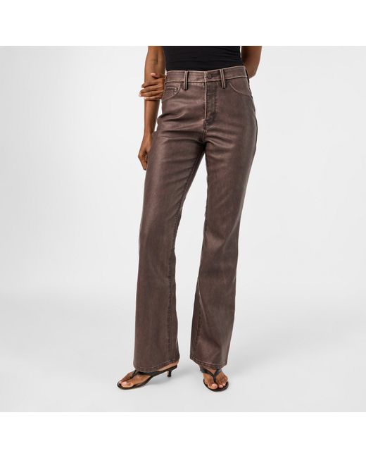 GOOD AMERICAN Brown Bootcut High-Rise Leather Trousers